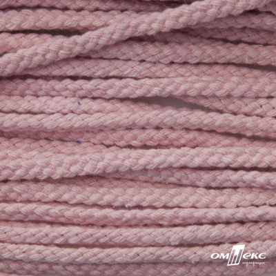 Шнур плетеный d-6 мм круглый, 70% хлопок 30% полиэстер, уп.90+/-1 м, цв.1087-розовый - купить в Нефтекамске. Цена: 594 руб.