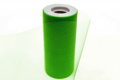 Фатин в шпульках 16-146, 10 гр/м2, шир. 15 см (в нам. 25+/-1 м), цвет зелёный - купить в Нефтекамске. Цена: 100.69 руб.