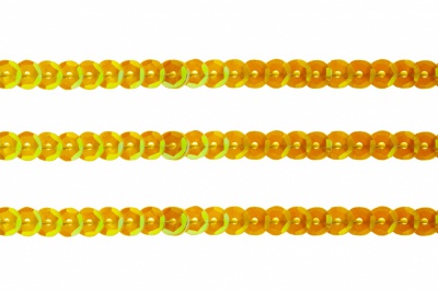 Пайетки "ОмТекс" на нитях, CREAM, 6 мм С / упак.73+/-1м, цв. 92 - золото - купить в Нефтекамске. Цена: 484.77 руб.
