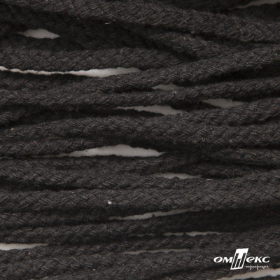 Шнур плетеный d-6 мм круглый, 70% хлопок 30% полиэстер, уп.90+/-1 м, цв.1078-черный - купить в Нефтекамске. Цена: 594 руб.