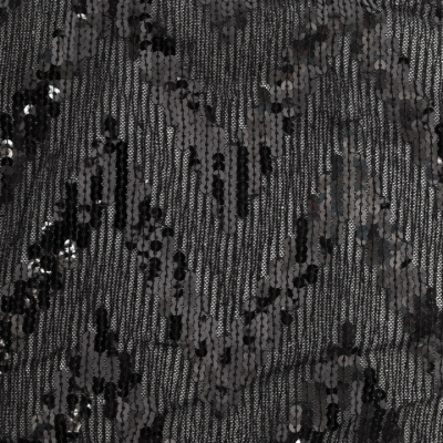 Трикотажное полотно с пайетками, шир.130 см, #311-бахрома чёрная - купить в Нефтекамске. Цена 1 183.35 руб.