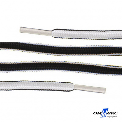 Шнурки #4-27, круглые 130 см, двухцветные (черно/белый) - купить в Нефтекамске. Цена: 47.04 руб.