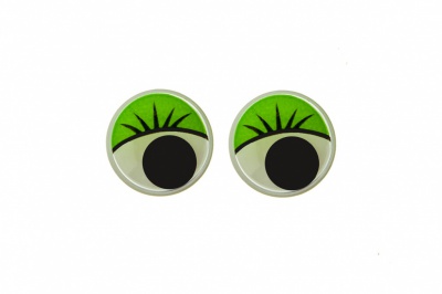 Глазки для игрушек, круглые, с бегающими зрачками, 10 мм/упак.50+/-2 шт, цв. -зеленый - купить в Нефтекамске. Цена: 71.20 руб.