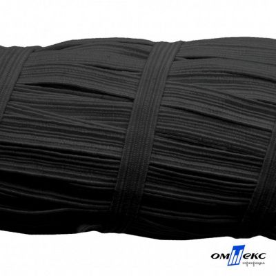 Резиновые нити с текстильным покрытием, шир. 6 мм (55 м/уп), цв.-черный - купить в Нефтекамске. Цена: 210.75 руб.