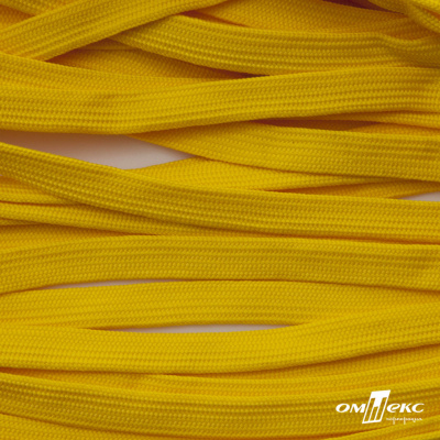 Шнур плетеный (плоский) d-12 мм, (уп.90+/-1м), 100% полиэстер, цв.269 - жёлтый - купить в Нефтекамске. Цена: 8.62 руб.