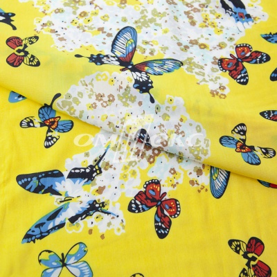 Плательная ткань "Софи" 7.2, 75 гр/м2, шир.150 см, принт бабочки - купить в Нефтекамске. Цена 241.49 руб.