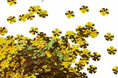Пайетки "ОмТекс" россыпью,DOUBLE SIDED GOLD,цветок 14 мм/упак.50 гр, цв. 0460-золото - купить в Нефтекамске. Цена: 80.12 руб.