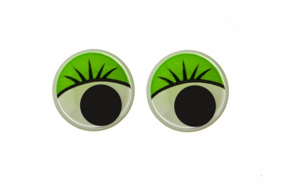 Глазки для игрушек, круглые, с бегающими зрачками, 15 мм/упак.50+/-2 шт, цв. -зеленый - купить в Нефтекамске. Цена: 113.01 руб.