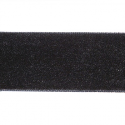 Лента бархатная нейлон, шир.25 мм, (упак. 45,7м), цв.03-черный - купить в Нефтекамске. Цена: 800.84 руб.