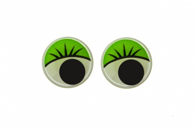 Глазки для игрушек, круглые, с бегающими зрачками, 12 мм/упак.50+/-2 шт, цв. -зеленый - купить в Нефтекамске. Цена: 95.04 руб.