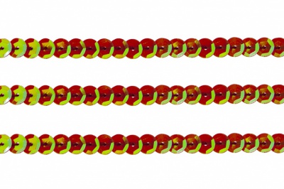 Пайетки "ОмТекс" на нитях, CREAM, 6 мм С / упак.73+/-1м, цв. 96 - красный - купить в Нефтекамске. Цена: 484.77 руб.