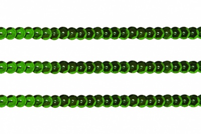 Пайетки "ОмТекс" на нитях, SILVER-BASE, 6 мм С / упак.73+/-1м, цв. 4 - зеленый - купить в Нефтекамске. Цена: 484.77 руб.