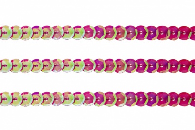 Пайетки "ОмТекс" на нитях, CREAM, 6 мм С / упак.73+/-1м, цв. 89 - розовый - купить в Нефтекамске. Цена: 468.37 руб.