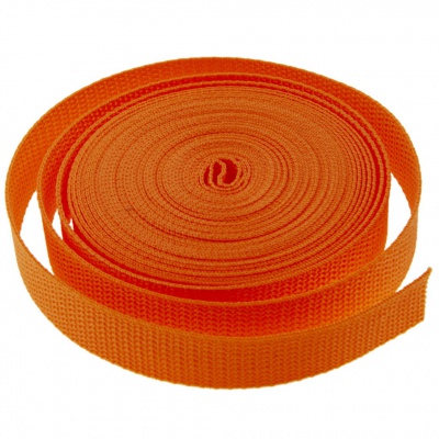 Стропа текстильная, шир. 25 мм (в нам. 50+/-1 ярд), цвет оранжевый - купить в Нефтекамске. Цена: 409.94 руб.
