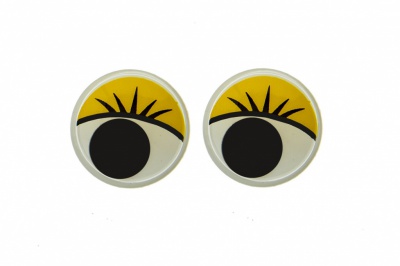 Глазки для игрушек, круглые, с бегающими зрачками, 15 мм/упак.50+/-2 шт, цв. -желтый - купить в Нефтекамске. Цена: 113.01 руб.