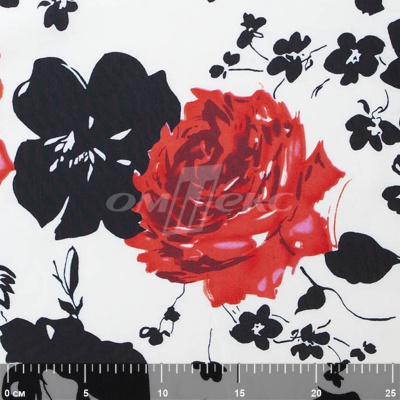 Плательная ткань "Фламенко" 22.1, 80 гр/м2, шир.150 см, принт растительный - купить в Нефтекамске. Цена 239.03 руб.
