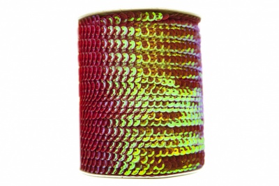 Пайетки "ОмТекс" на нитях, CREAM, 6 мм С / упак.73+/-1м, цв. 96 - красный - купить в Нефтекамске. Цена: 484.77 руб.